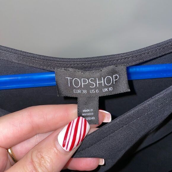 TopShop dark grey long sleeve twist waist dress soft material - Picture 5 of 6